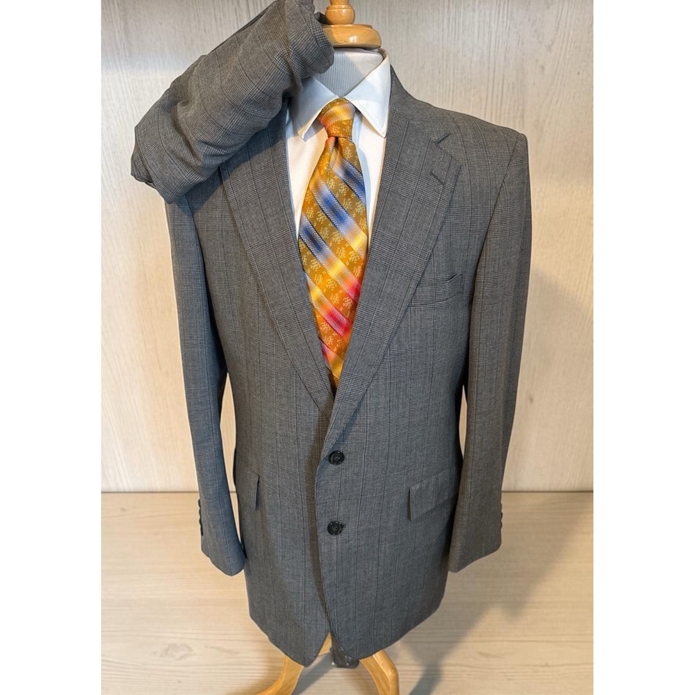 Vintage Lacrosse 2 Piece Suit Mens Sz 42L Pants 36 x 30 Gray Glen Plaid USA Made